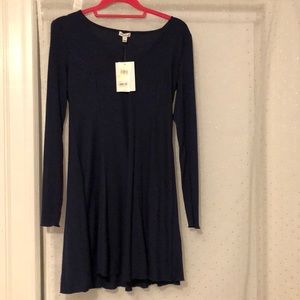 macy’s navy form fitting to flowy dress NWT